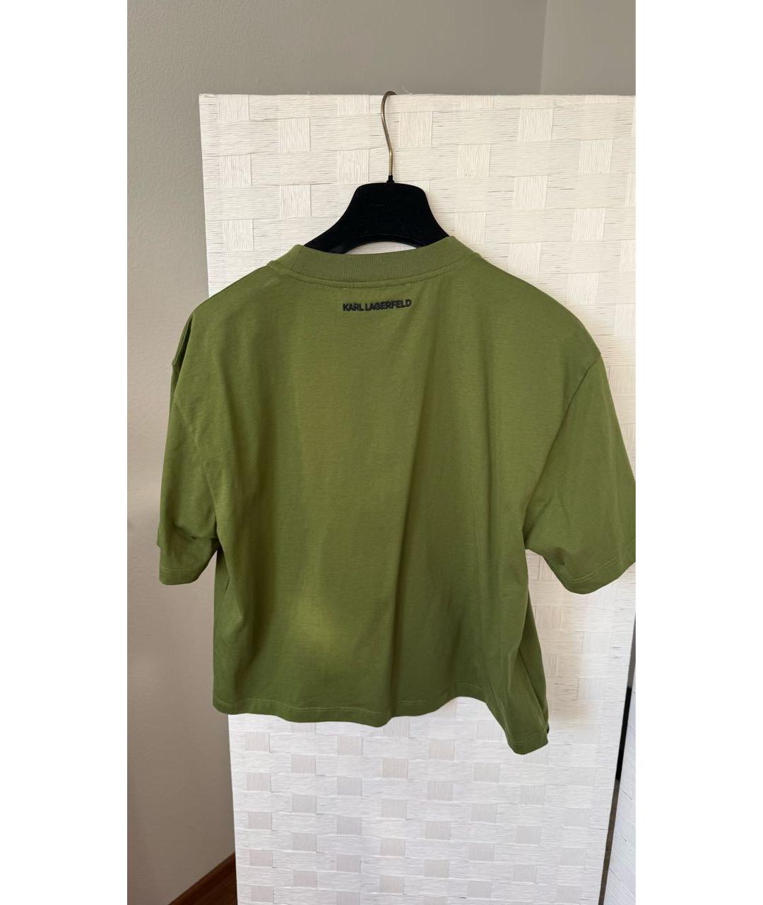 KARL LAGERFELD Зеленая хлопковая футболка, фото 2