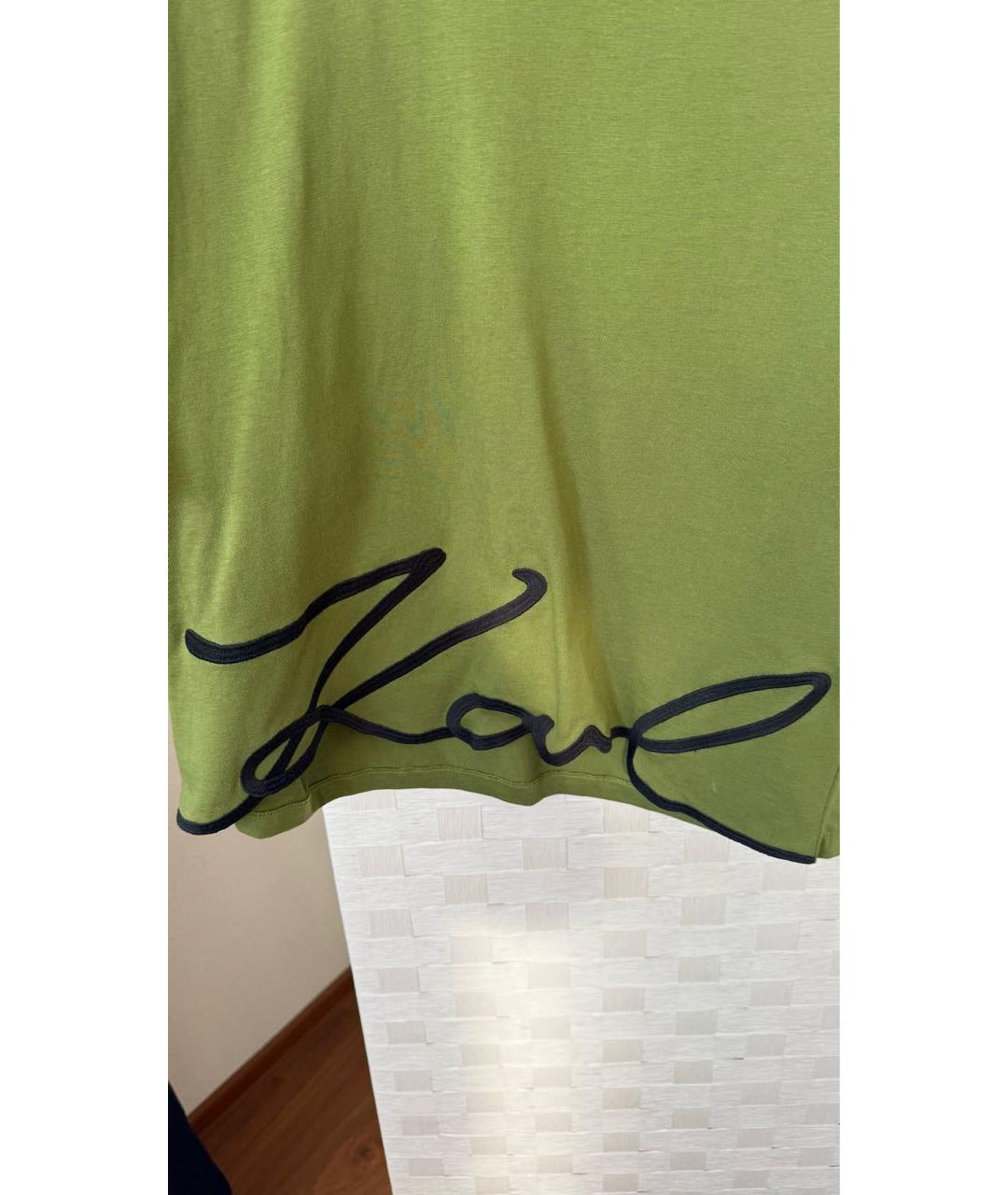 KARL LAGERFELD Зеленая хлопковая футболка, фото 5