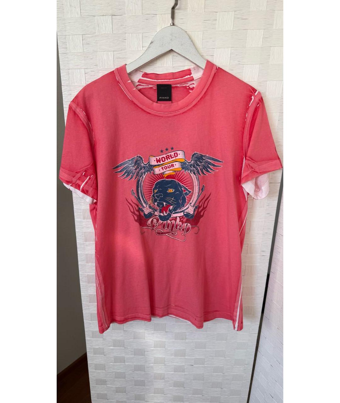 PINKO Розовая хлопковая футболка, фото 5