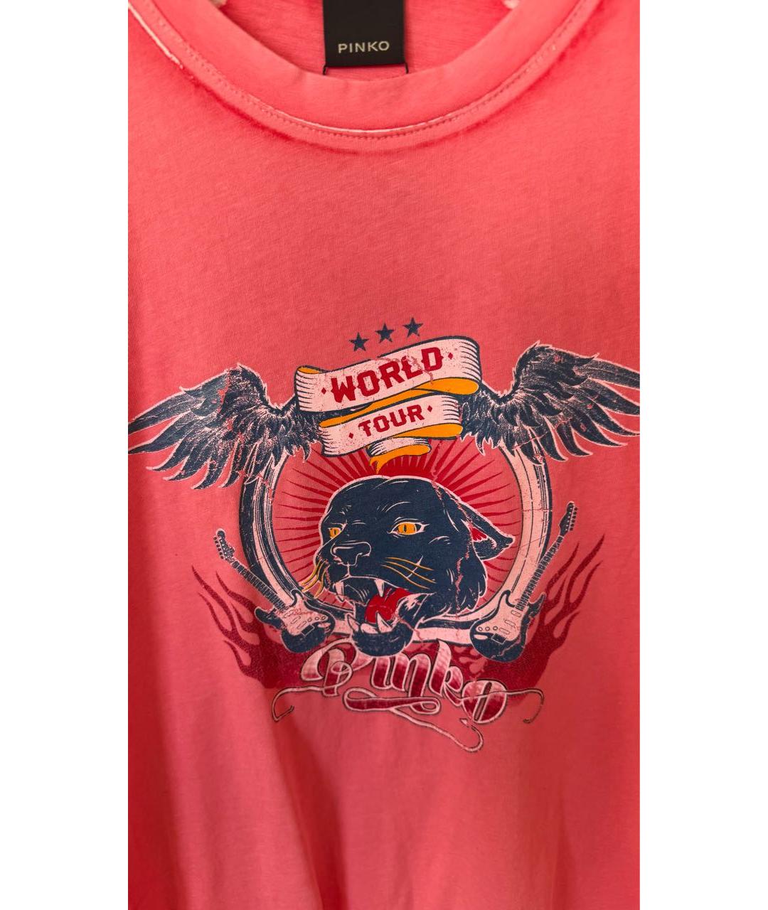 PINKO Розовая хлопковая футболка, фото 4