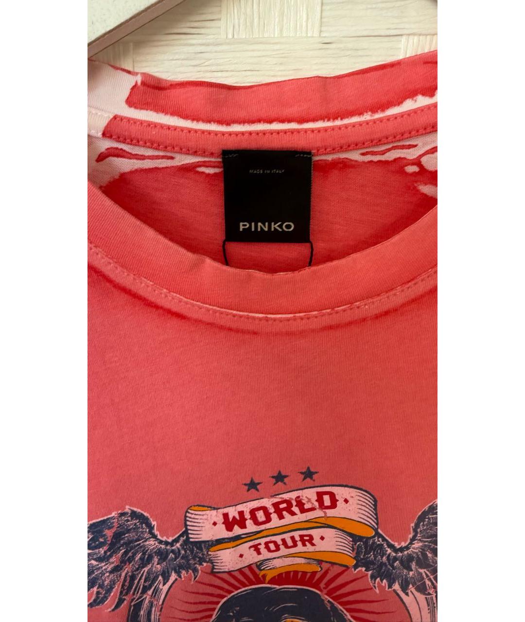 PINKO Розовая хлопковая футболка, фото 3