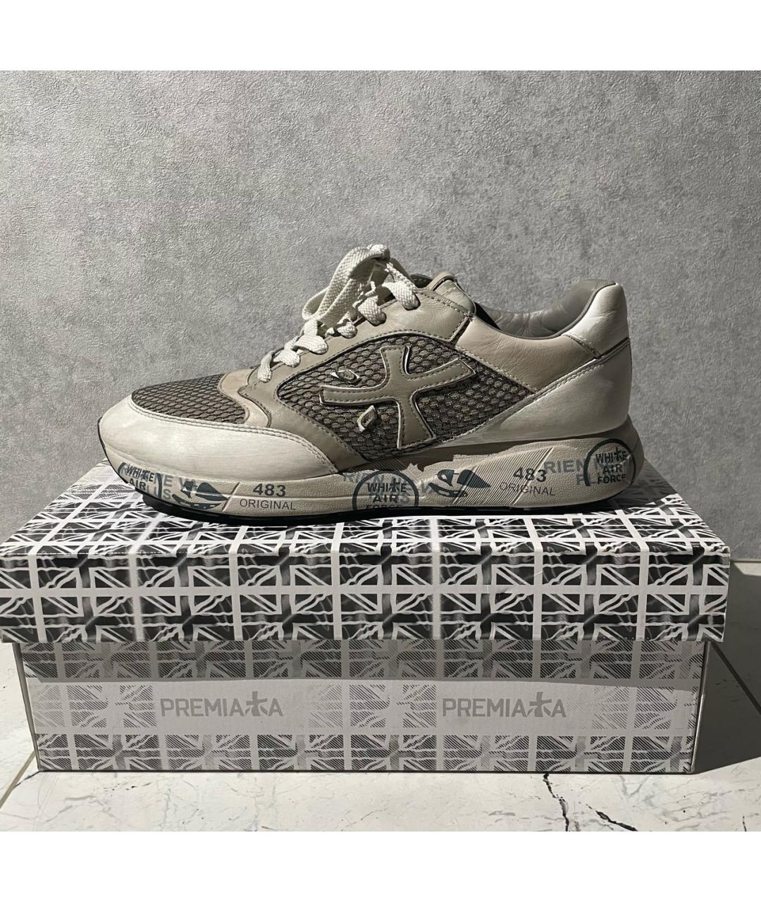 PREMIATA Серые кожаные низкие кроссовки / кеды, фото 2