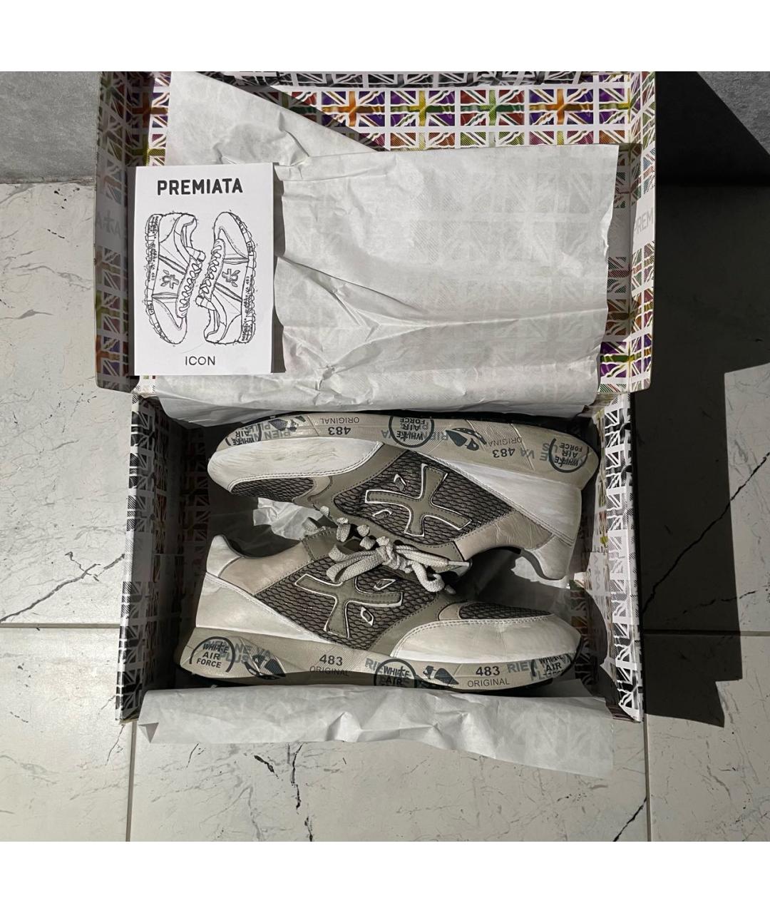 PREMIATA Серые кожаные низкие кроссовки / кеды, фото 5