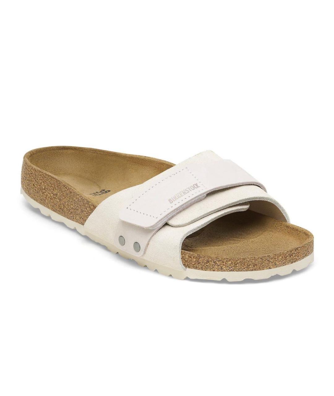 BIRKENSTOCK Белые замшевые шлепанцы, фото 2