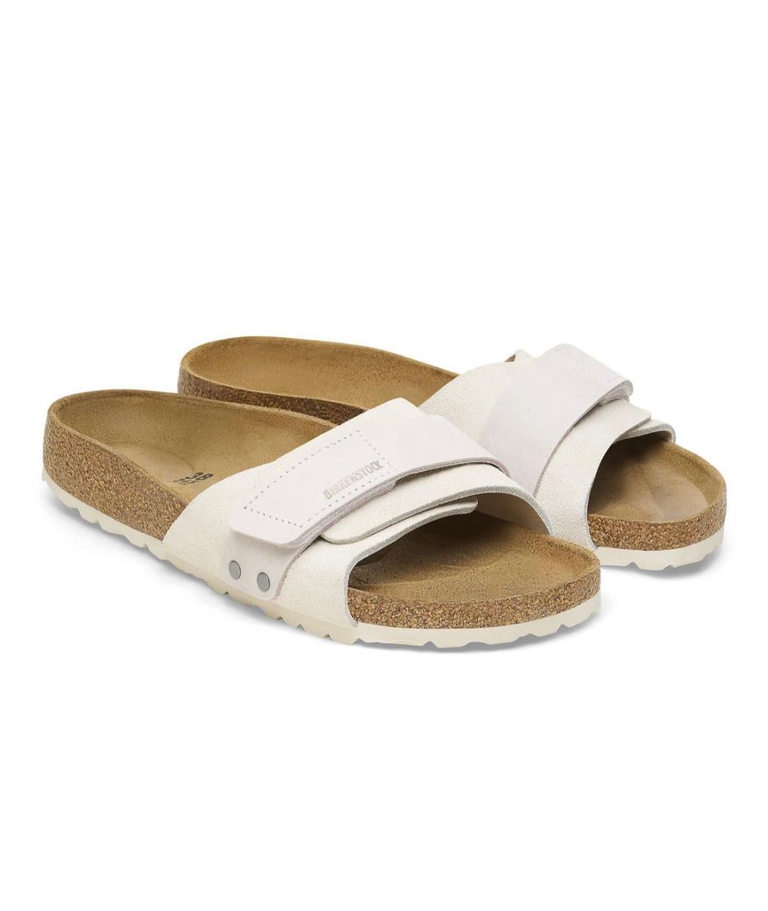 BIRKENSTOCK Белые замшевые шлепанцы, фото 4