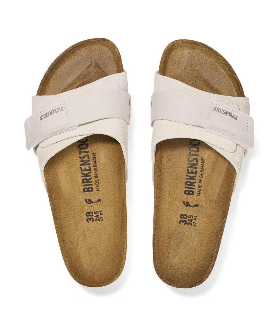 BIRKENSTOCK Белые замшевые шлепанцы, фото 3