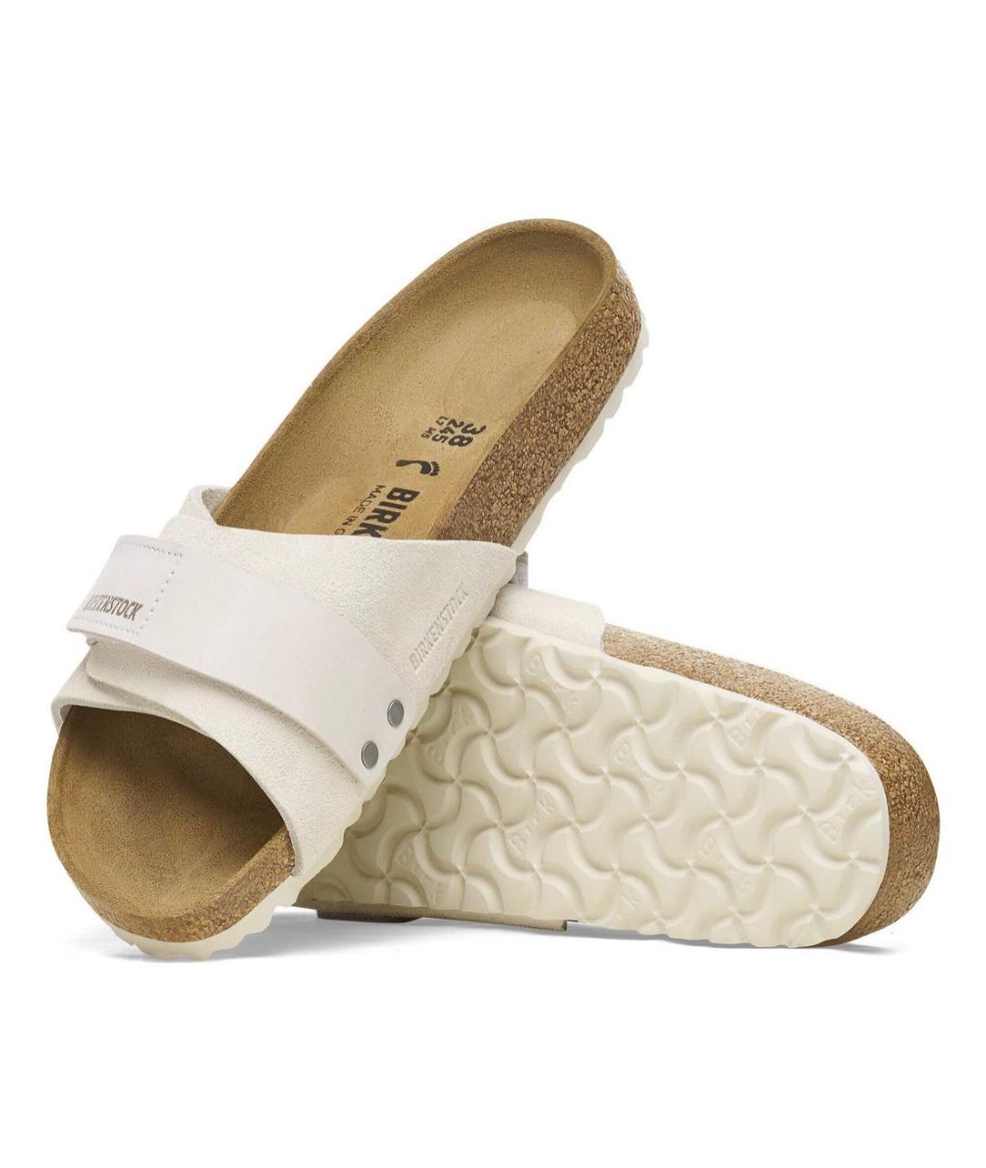 BIRKENSTOCK Белые замшевые шлепанцы, фото 6