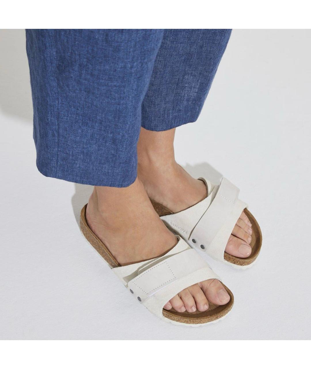 BIRKENSTOCK Белые замшевые шлепанцы, фото 5