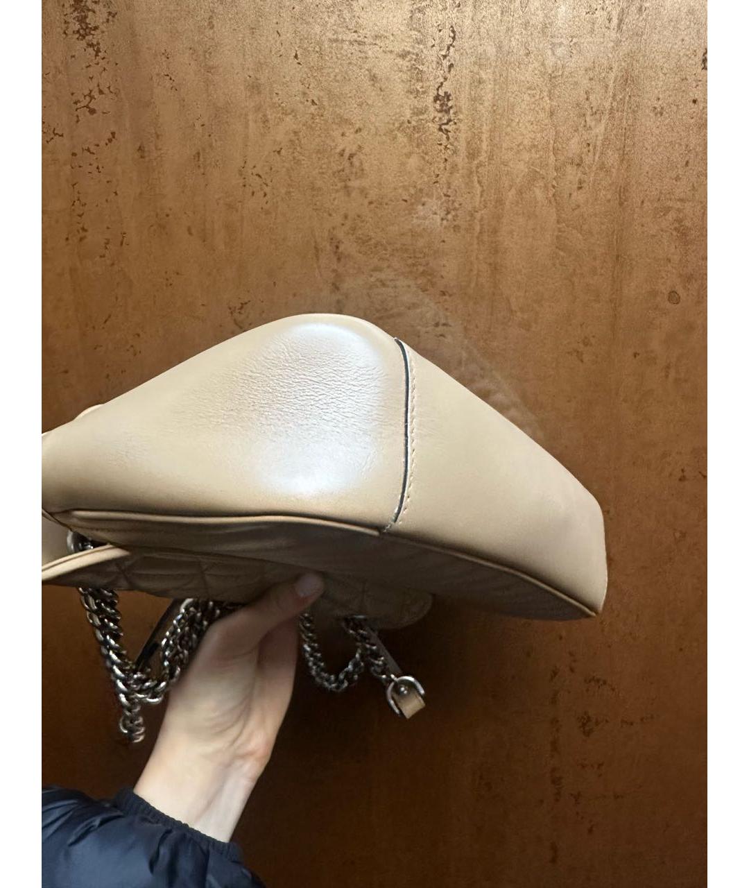 GUCCI Бежевая кожаная сумка с короткими ручками, фото 5