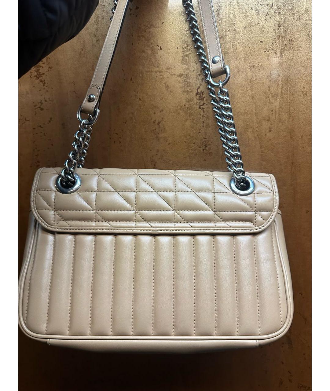 GUCCI Бежевая кожаная сумка с короткими ручками, фото 2