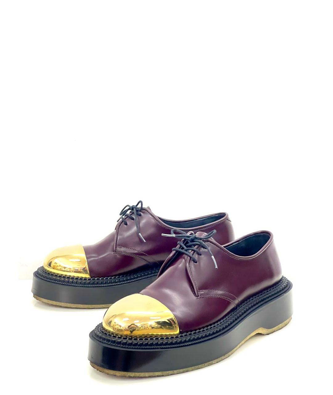 UNDERCOVER Бордовые кожаные низкие ботинки, фото 6