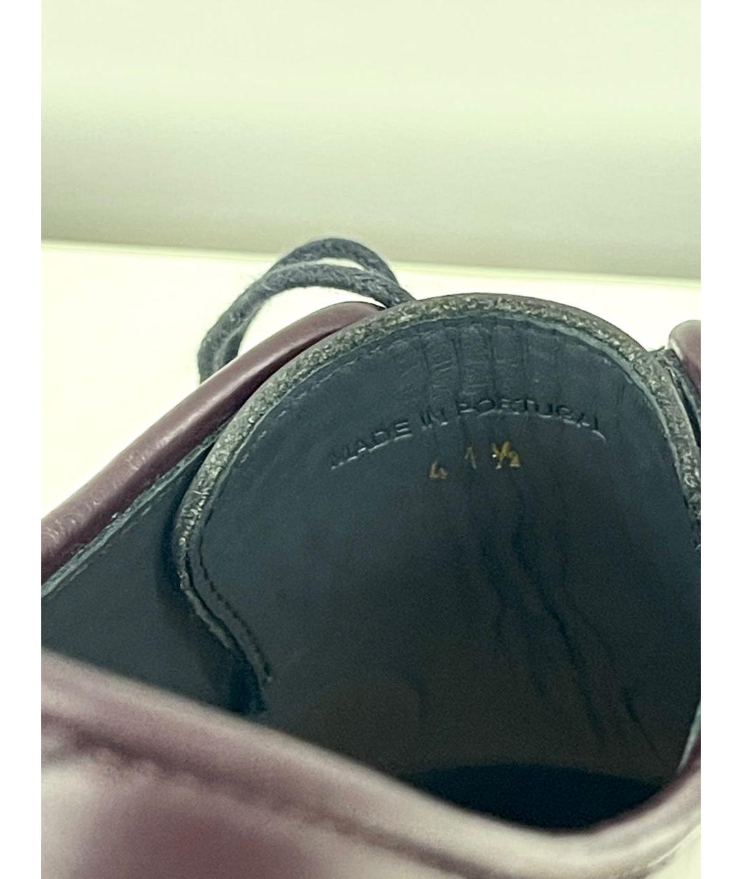 UNDERCOVER Бордовые кожаные низкие ботинки, фото 7