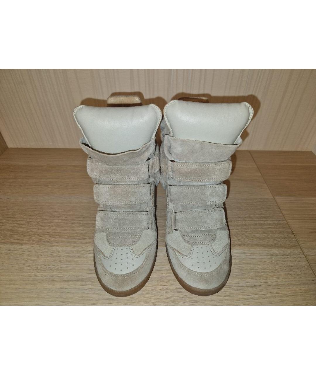 ISABEL MARANT Бежевые замшевые кроссовки, фото 2