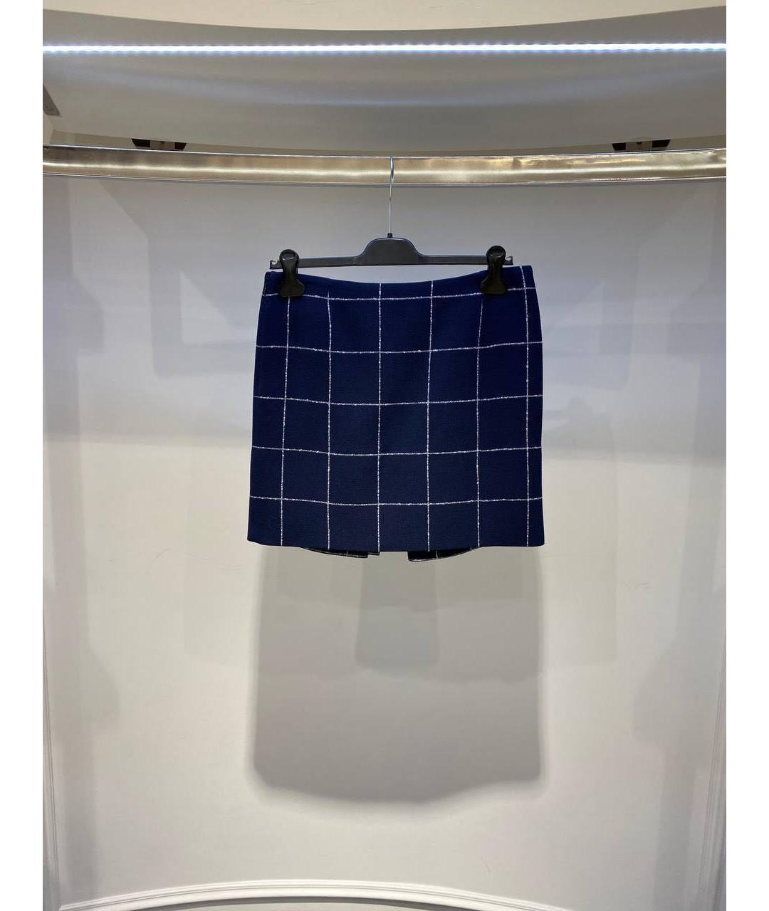 BALENCIAGA Темно-синяя шерстяная юбка мини, фото 2