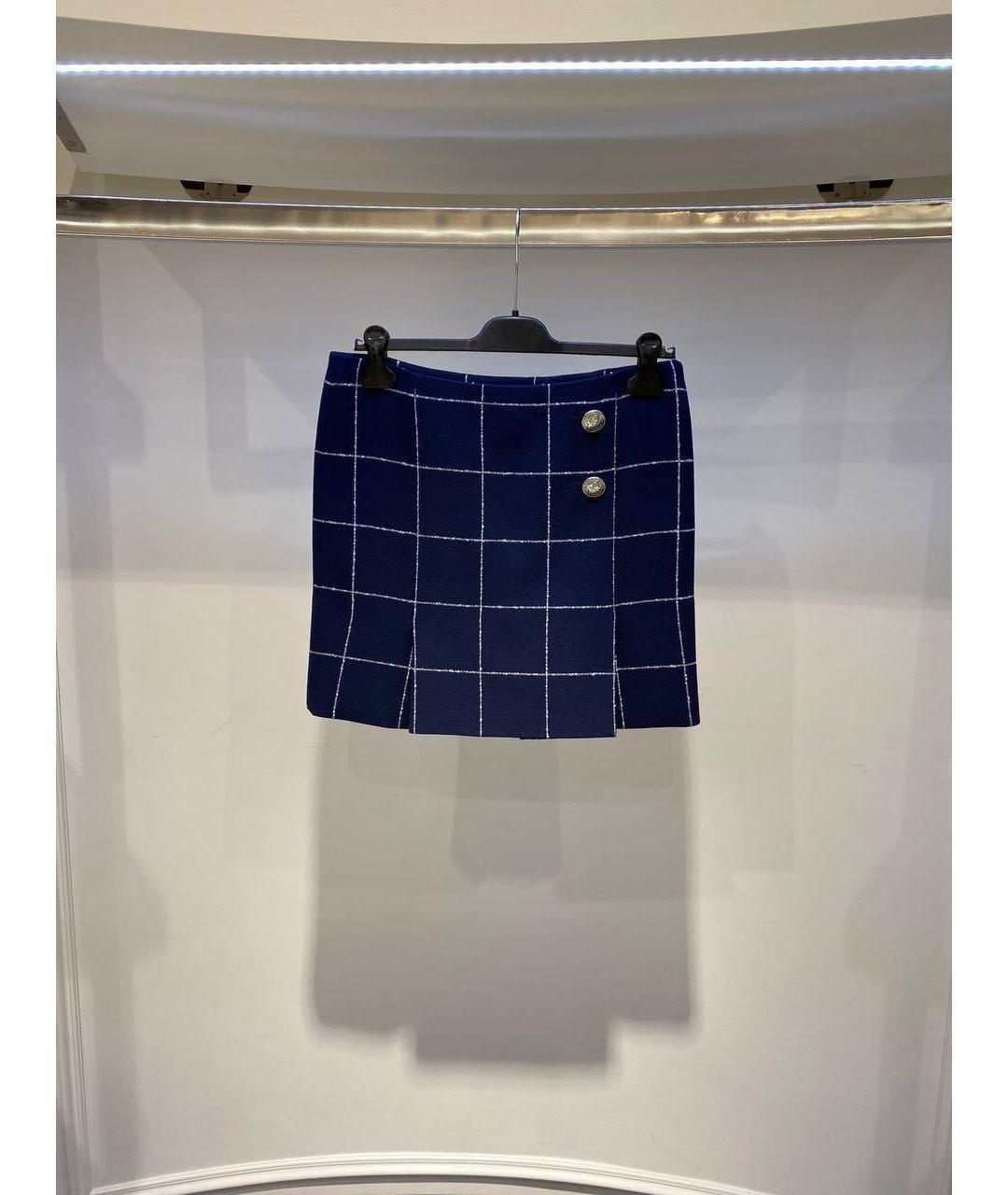 BALENCIAGA Темно-синяя шерстяная юбка мини, фото 3