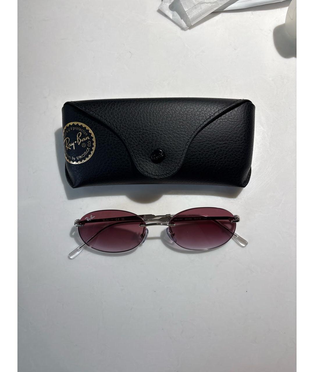 RAY BAN Розовые металлические солнцезащитные очки, фото 4