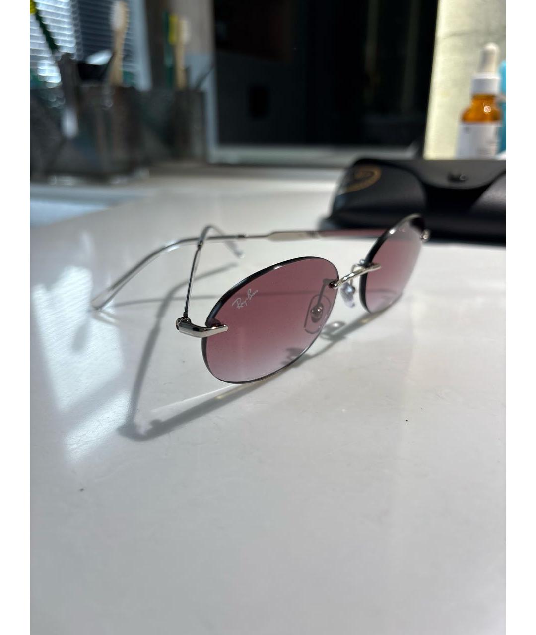 RAY BAN Розовые металлические солнцезащитные очки, фото 2