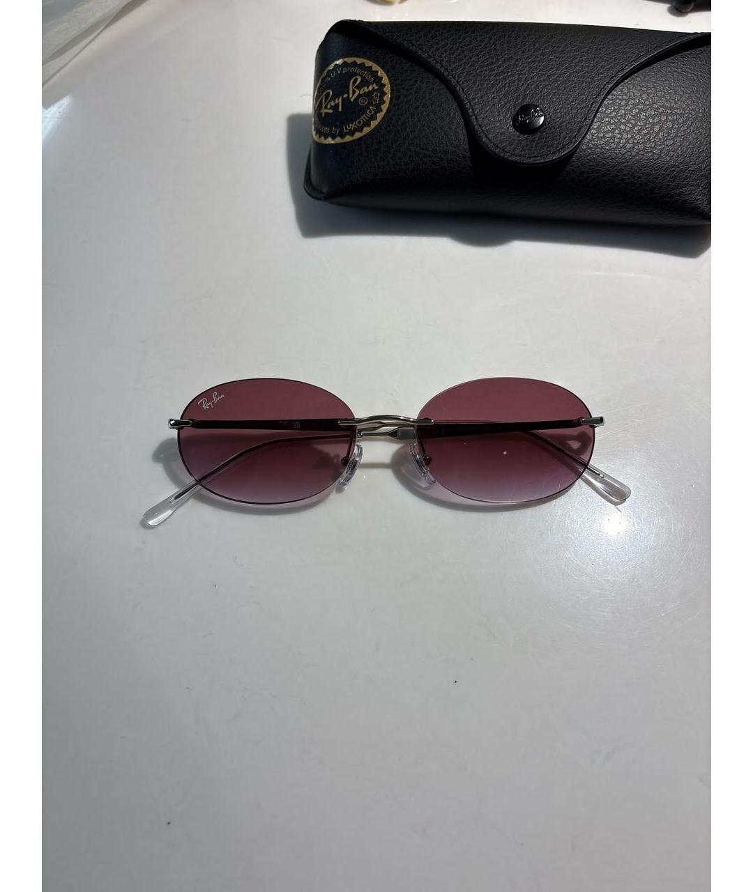 RAY BAN Розовые металлические солнцезащитные очки, фото 5