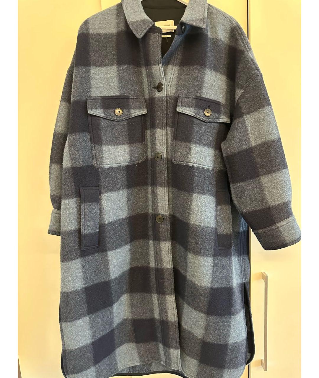 ISABEL MARANT ETOILE Темно-синее шерстяное пальто, фото 4