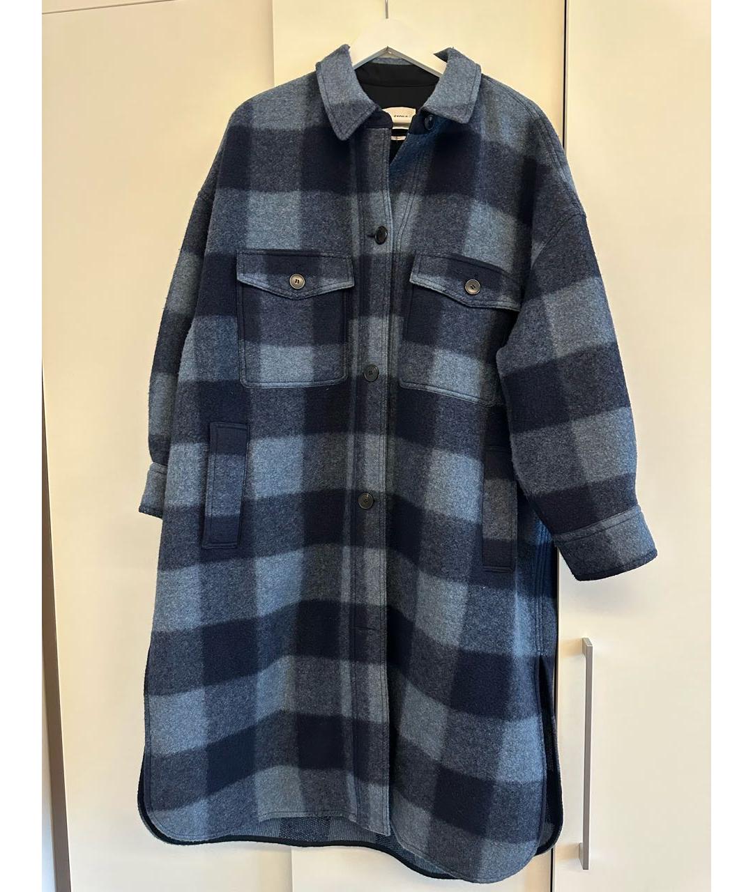 ISABEL MARANT ETOILE Темно-синее шерстяное пальто, фото 2