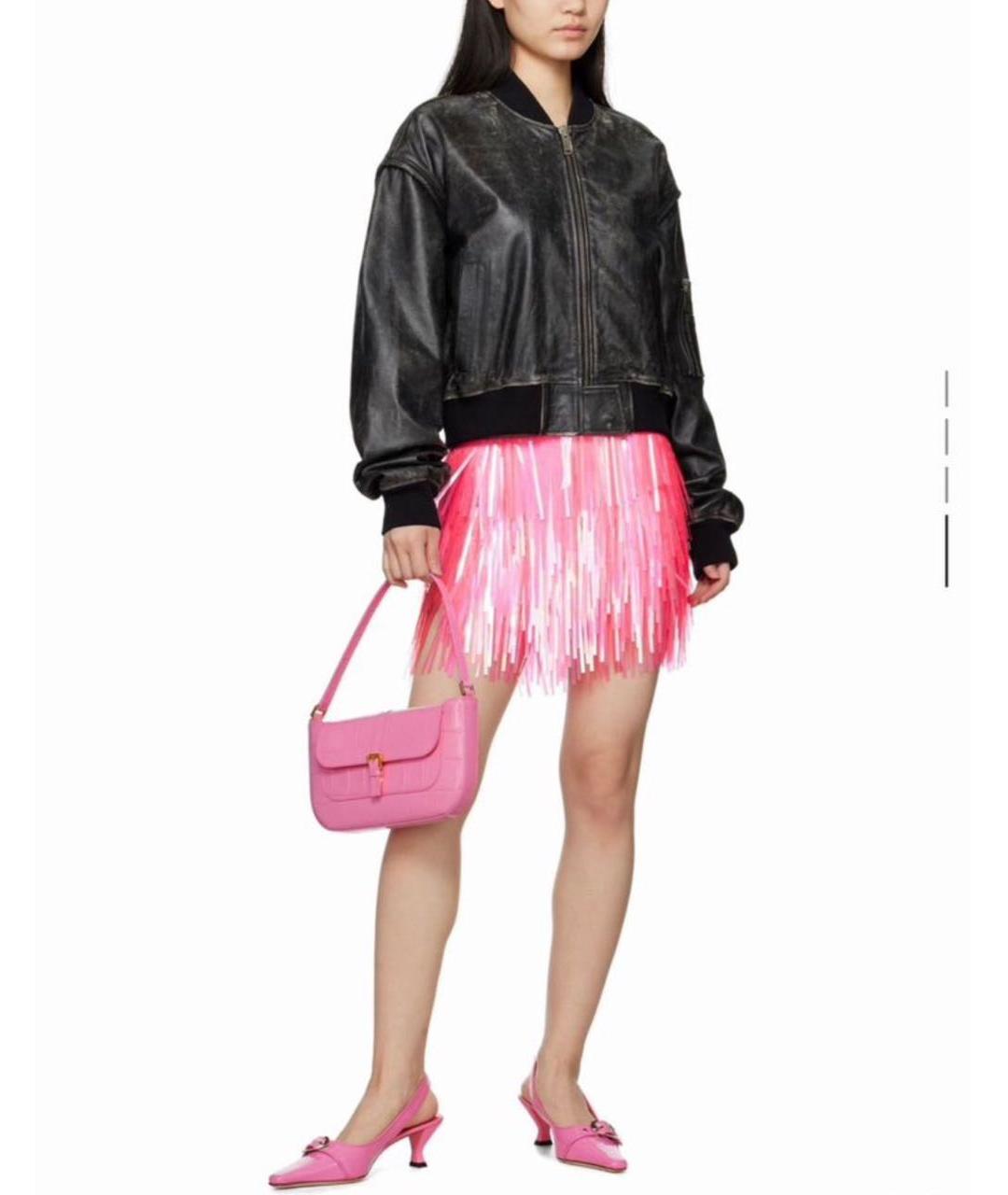 BY FAR Розовая кожаная сумка с короткими ручками, фото 5