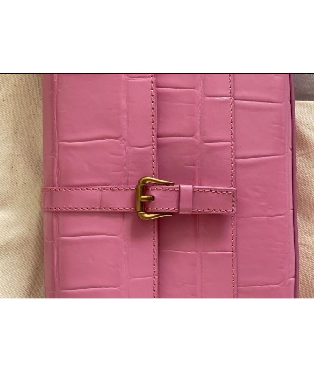 BY FAR Розовая кожаная сумка с короткими ручками, фото 7