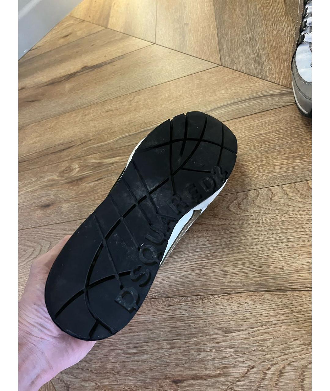 DSQUARED2 Бежевые кожаные низкие кроссовки / кеды, фото 5