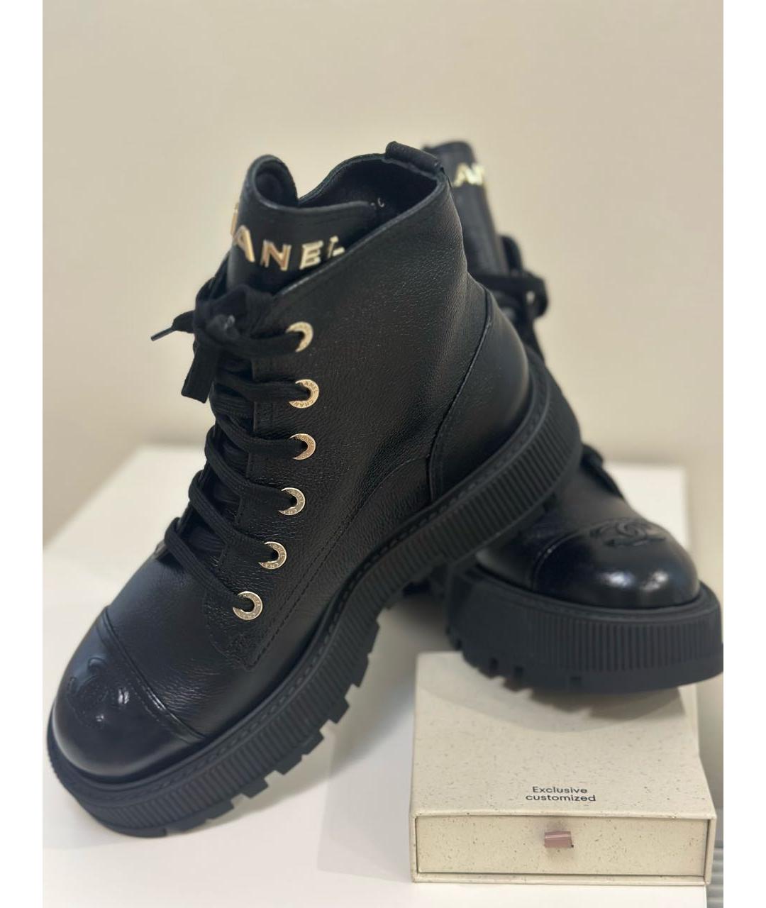 CHANEL Черные кожаные ботинки, фото 2