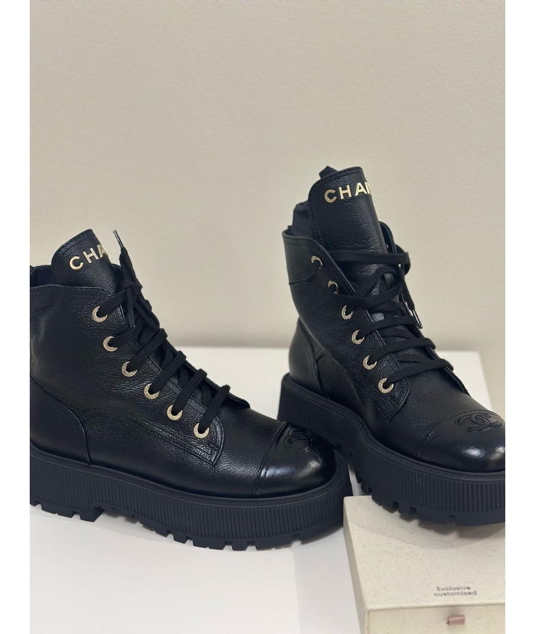 CHANEL Черные кожаные ботинки, фото 6