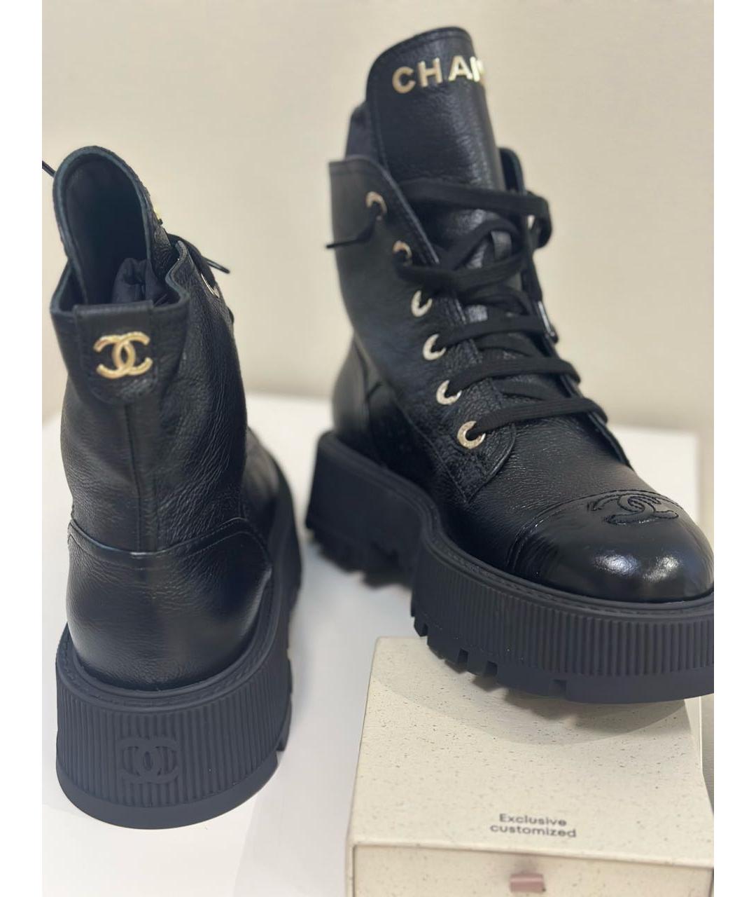 CHANEL Черные кожаные ботинки, фото 3