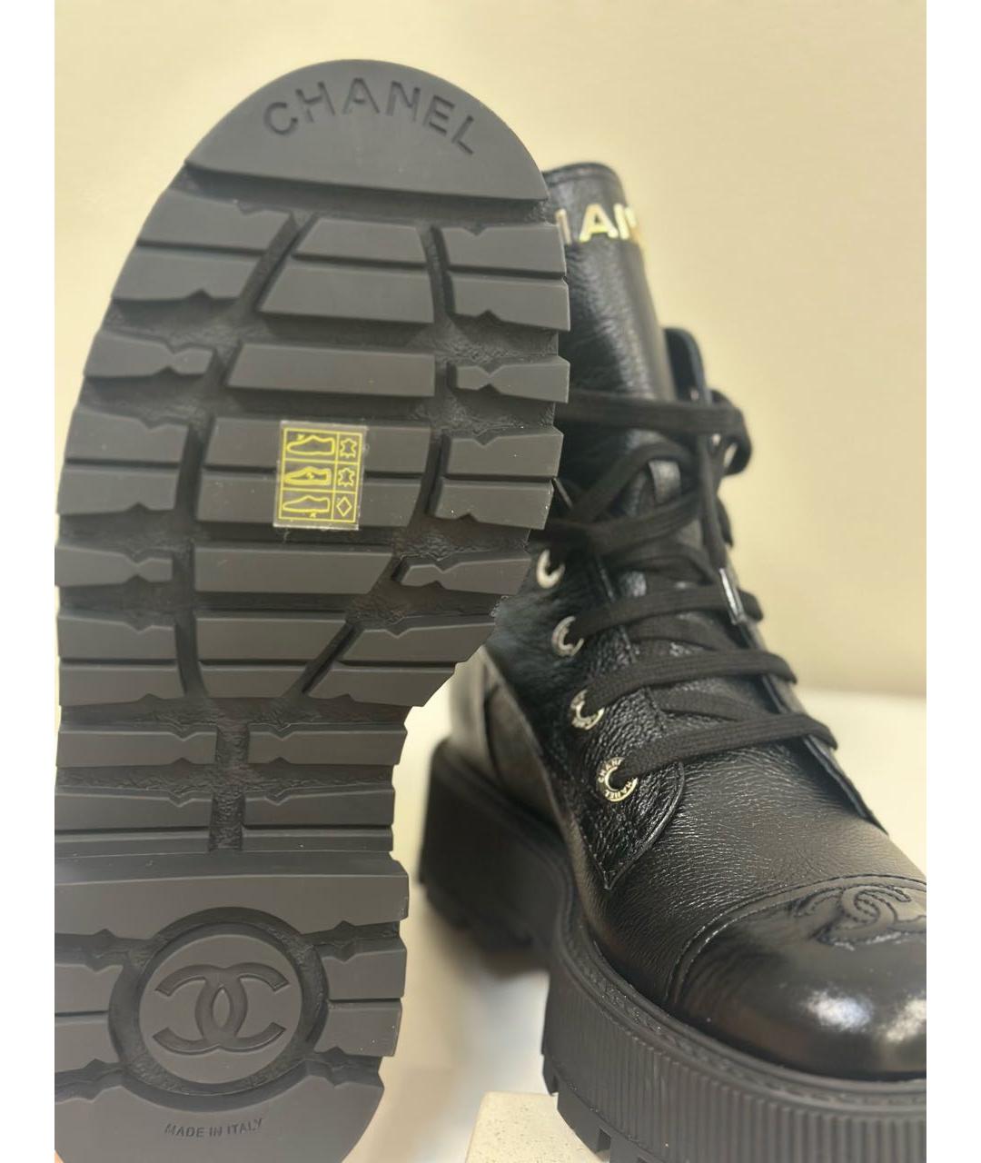 CHANEL Черные кожаные ботинки, фото 4