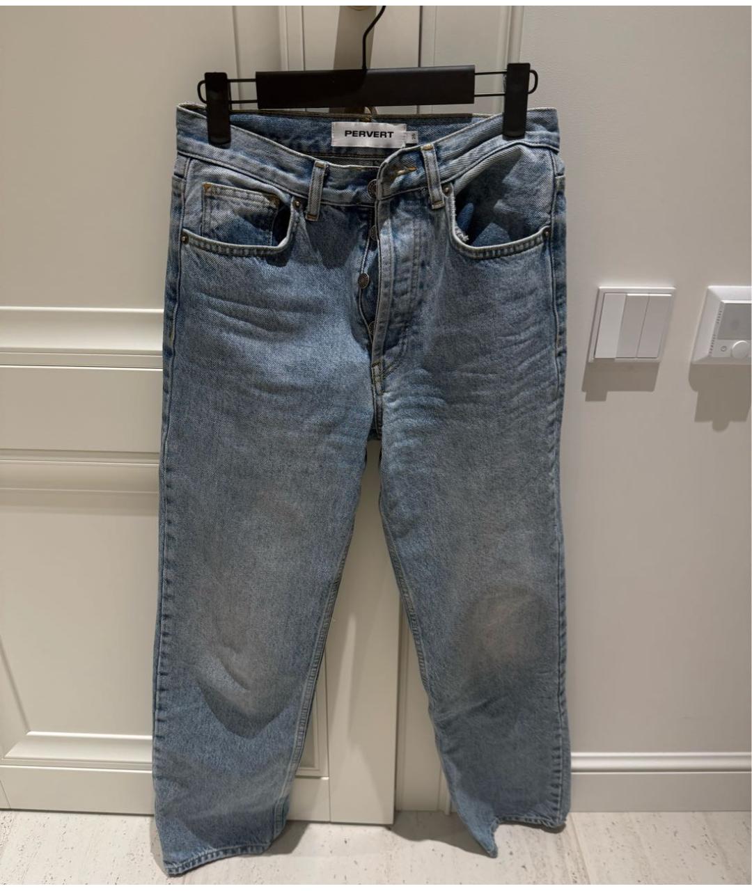 PERVERT Голубые хлопковые прямые джинсы, фото 5