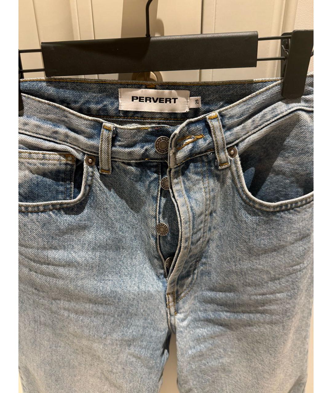 PERVERT Голубые хлопковые прямые джинсы, фото 3