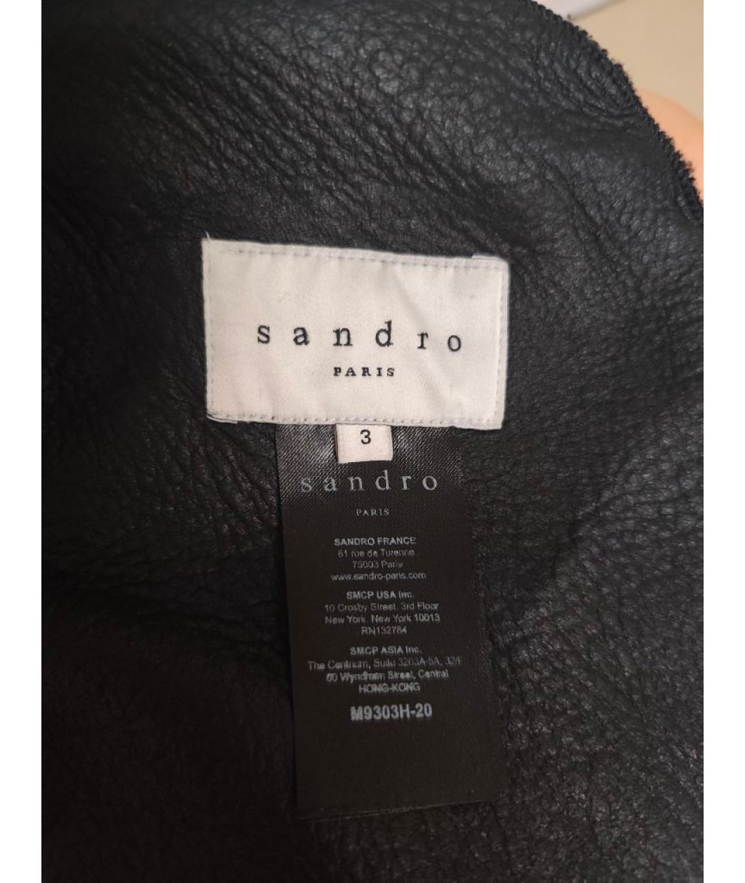 SANDRO Черная кожаная дубленка, фото 2