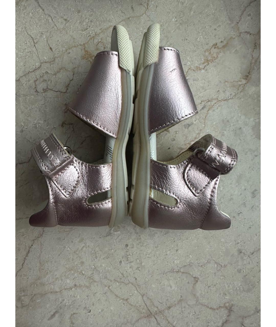 ARMANI JUNIOR Розовые кожаные сандалии и шлепанцы, фото 5