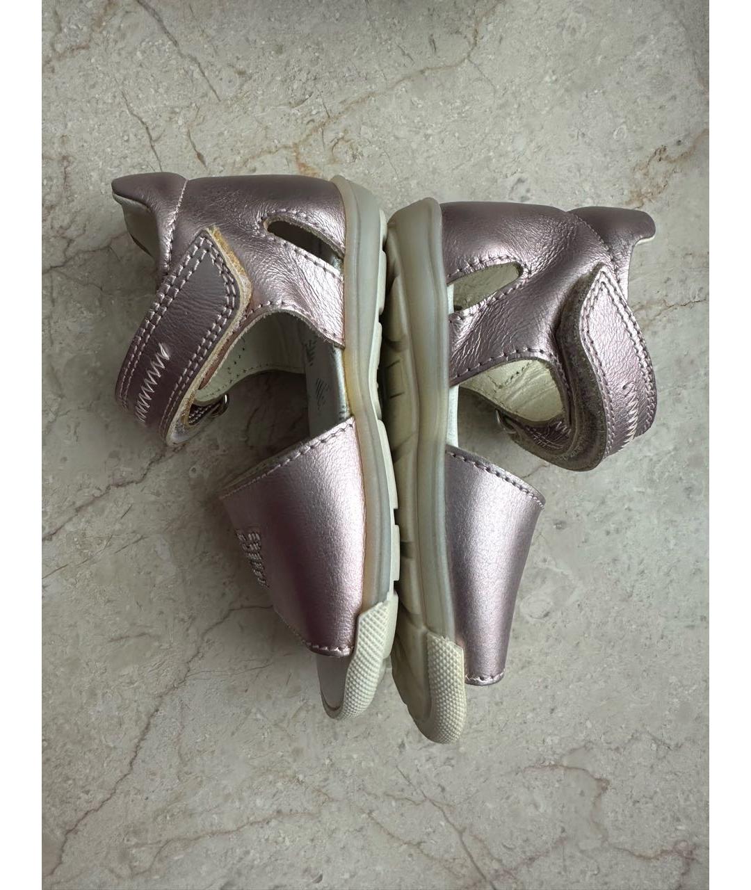 ARMANI JUNIOR Розовые кожаные сандалии и шлепанцы, фото 6