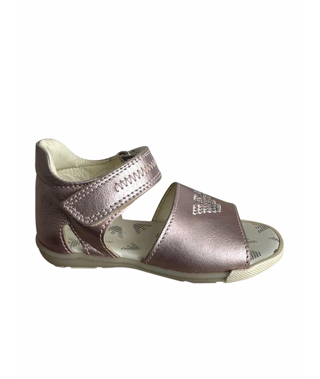 ARMANI JUNIOR Розовые кожаные сандалии и шлепанцы, фото 1