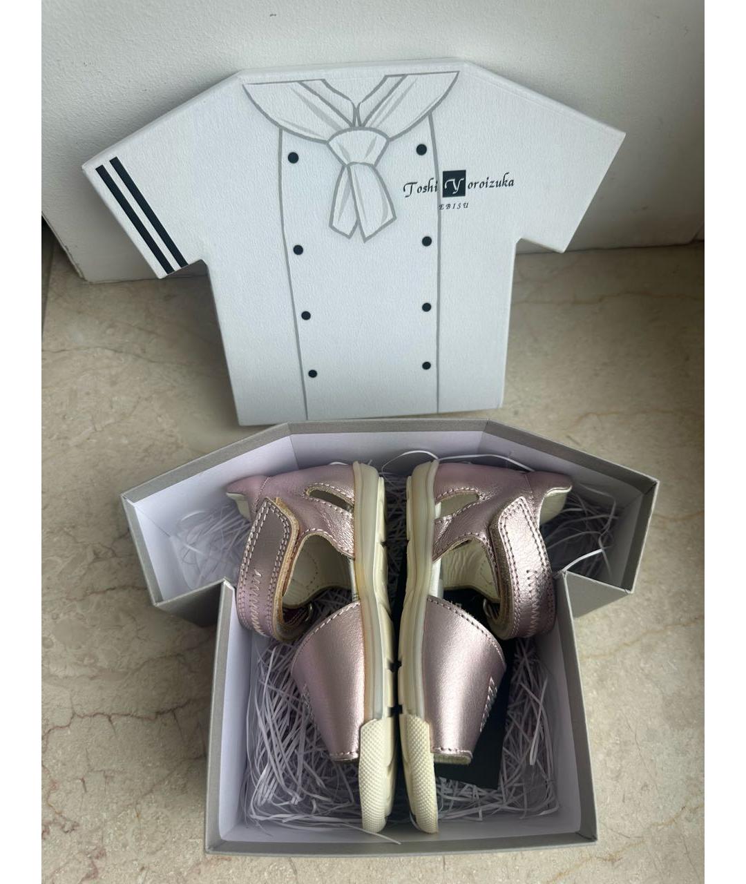 ARMANI JUNIOR Розовые кожаные сандалии и шлепанцы, фото 2