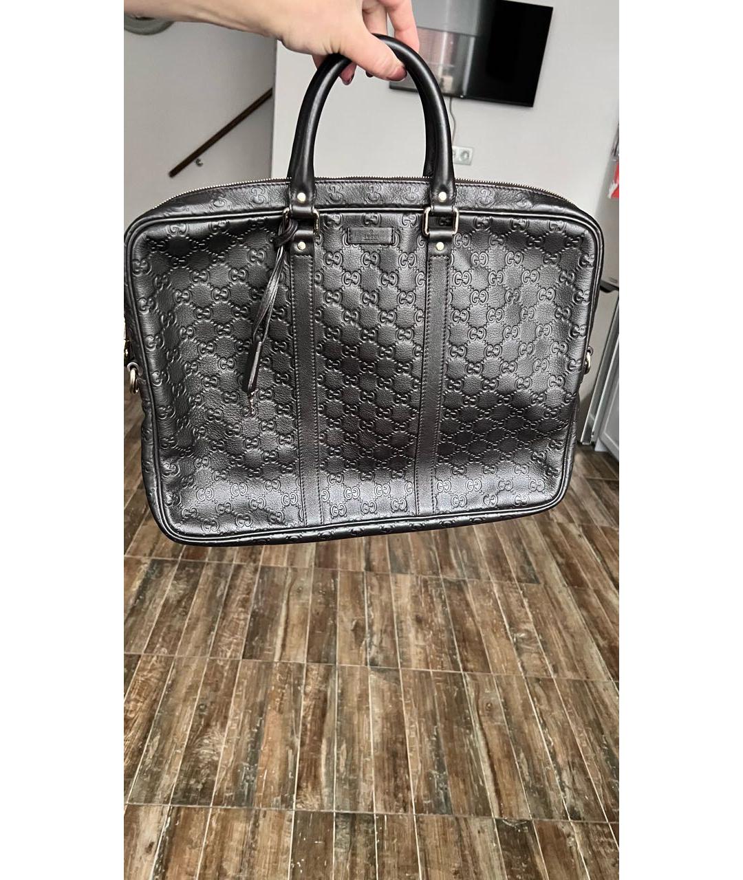 GUCCI Коричневый кожаный портфель, фото 5