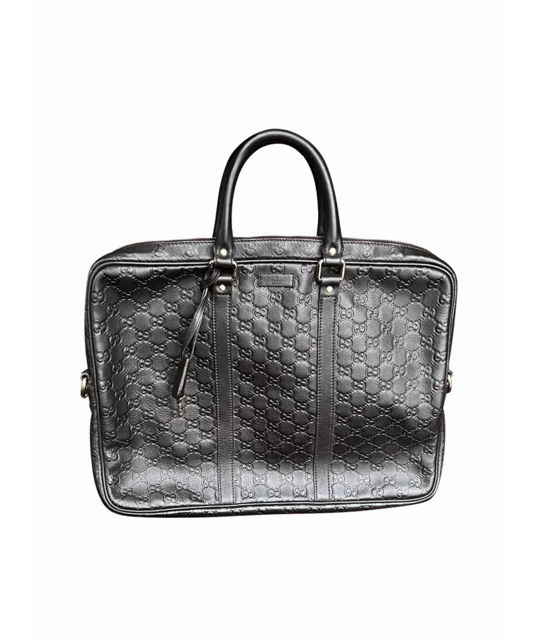 GUCCI Коричневый кожаный портфель, фото 1