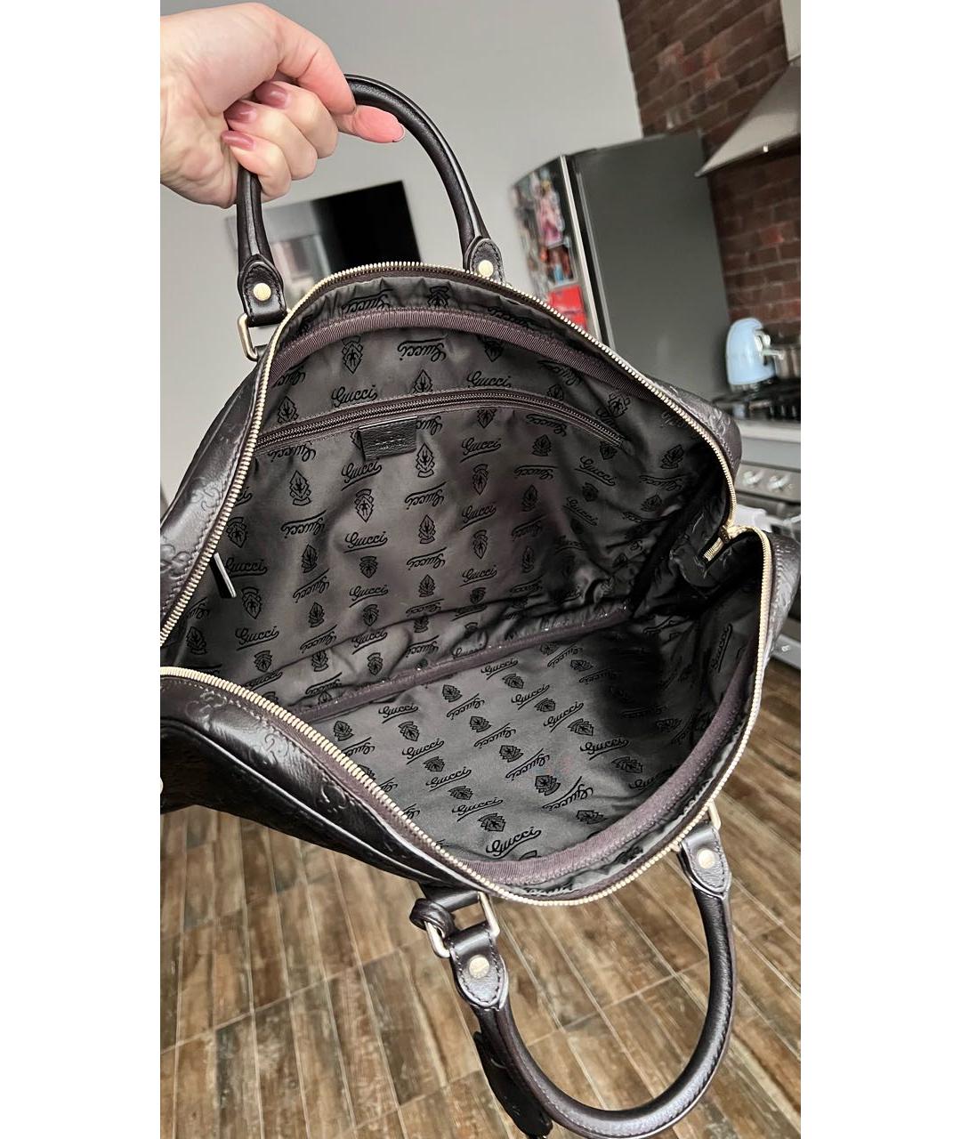 GUCCI Коричневый кожаный портфель, фото 4