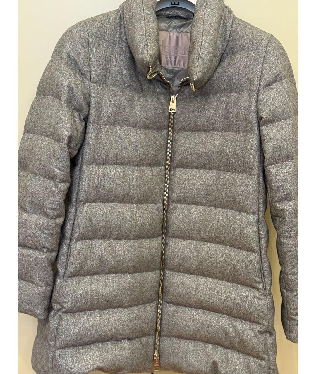 HERNO Серый кашемировый пуховик, фото 7