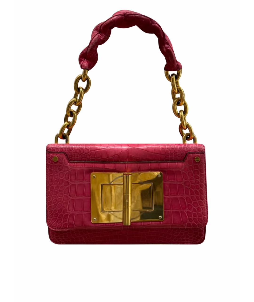 TOM FORD Розовая сумка с короткими ручками из экзотической кожи, фото 1
