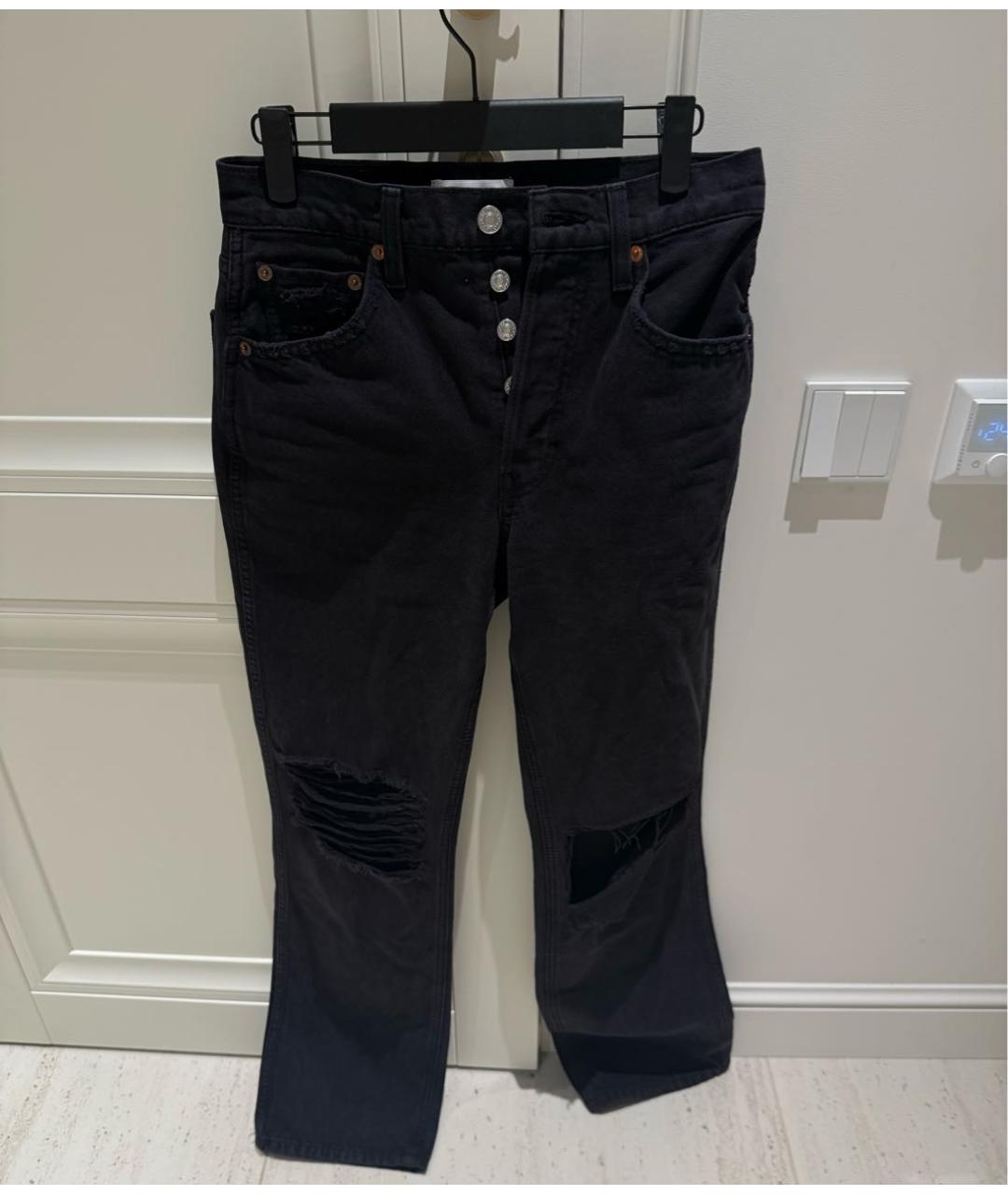 RE/DONE Черные хлопковые прямые джинсы, фото 5