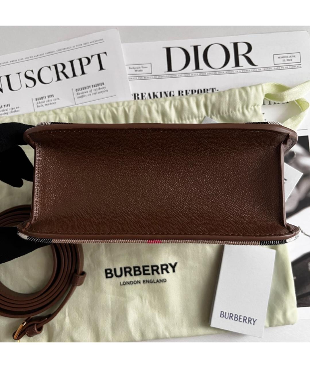BURBERRY Коричневая кожаная сумка через плечо, фото 5