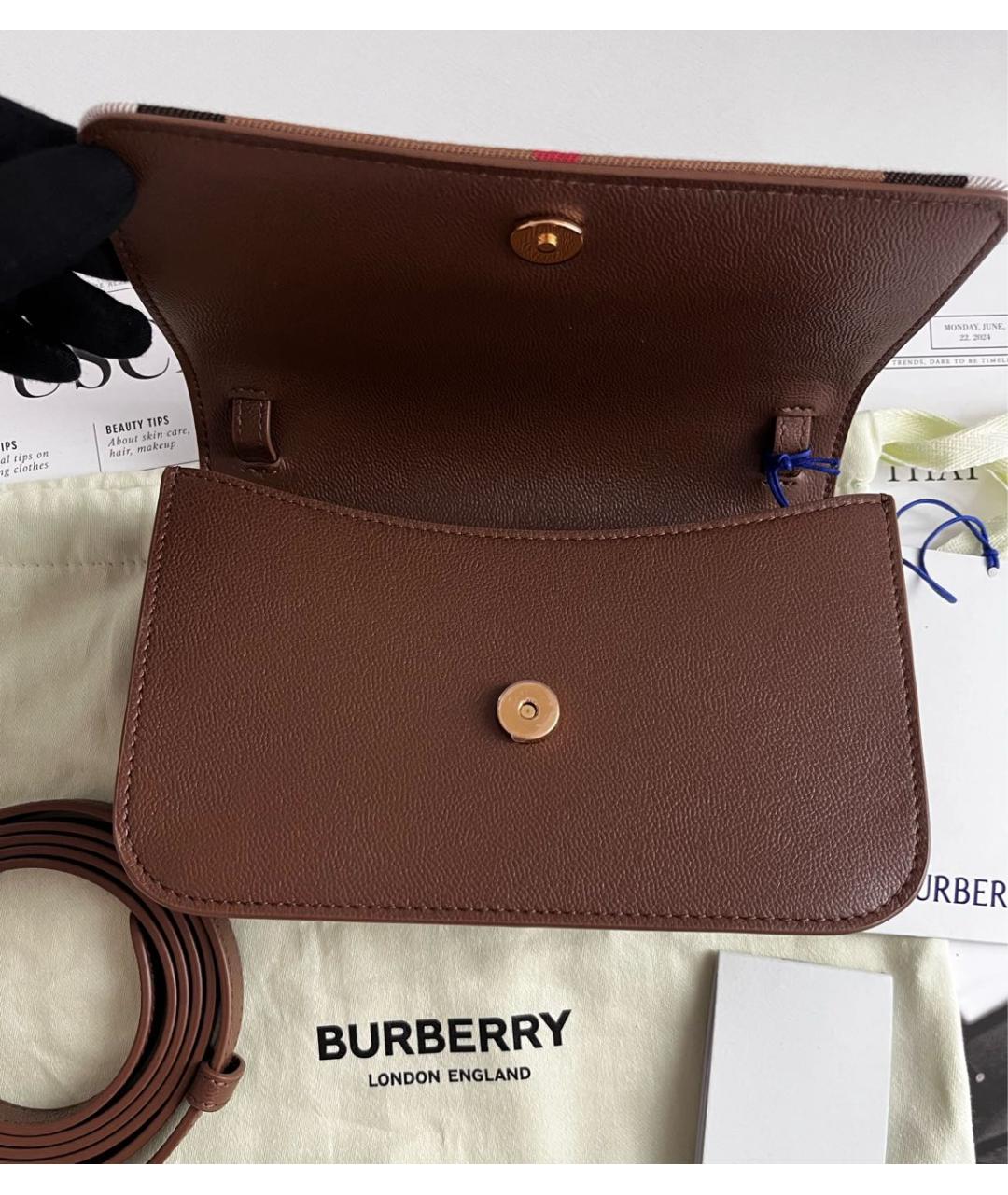 BURBERRY Коричневая кожаная сумка через плечо, фото 3