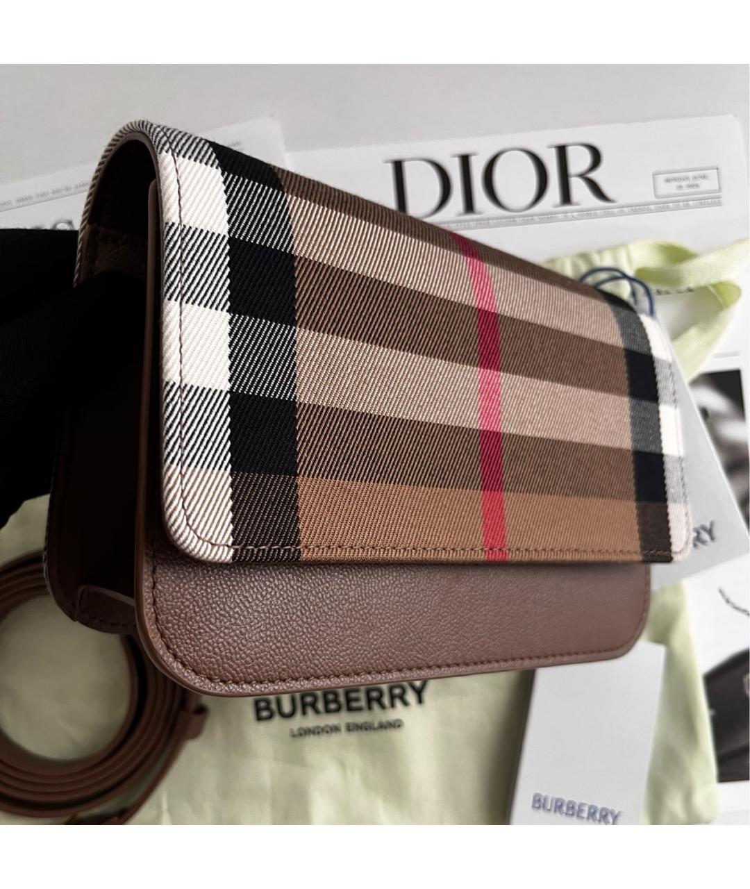 BURBERRY Коричневая кожаная сумка через плечо, фото 6