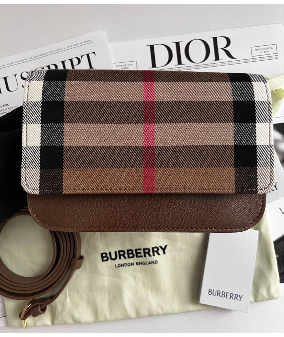BURBERRY Коричневая кожаная сумка через плечо, фото 8