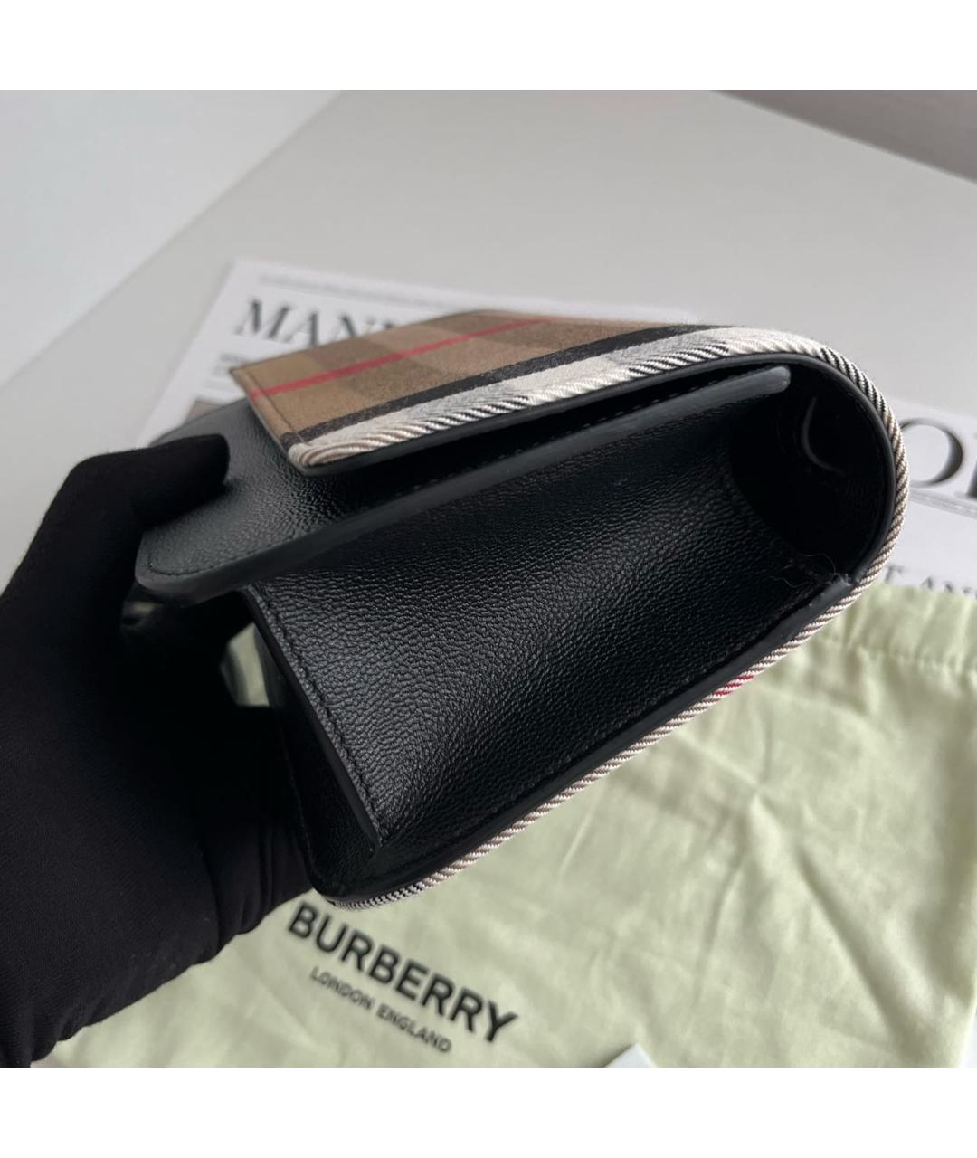 BURBERRY Черная кожаная сумка через плечо, фото 6