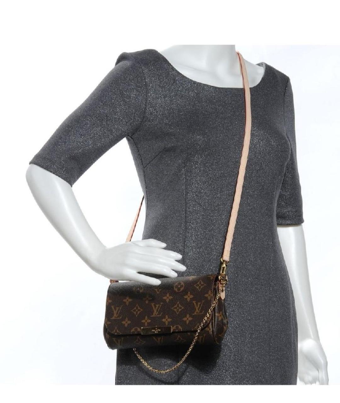 LOUIS VUITTON Коричневая кожаная сумка через плечо, фото 9